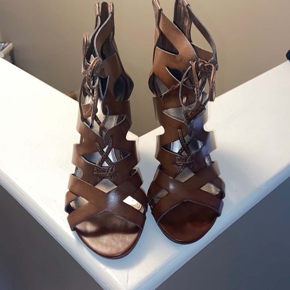 Brown Heeled Strappy Sandal